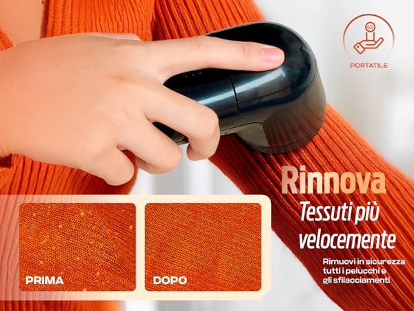 Levapelucchi Elettrico PORTENTUM - Rimuove Pelucchi Da Vestiti E Coperte, Ricaricabile