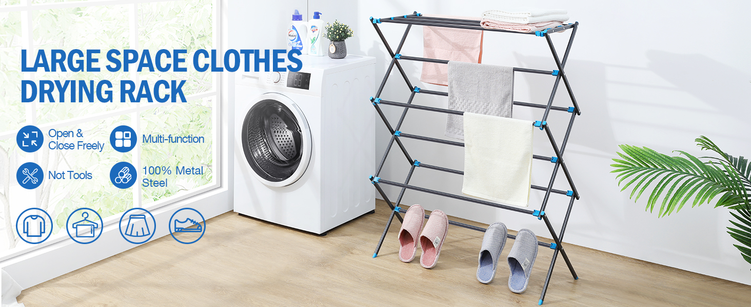 APEXCHASER Drying Rack Clothing, Metal Collapsible Clothes