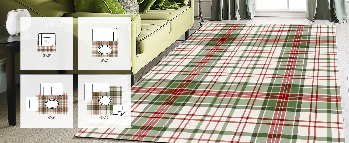 Plaid area rug carpet A+