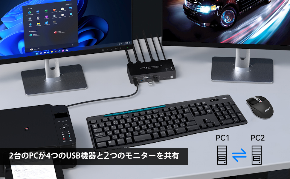Amazon.co.jp: ELEVIEW KVMスイッチ HDMI 2PC モニター2台