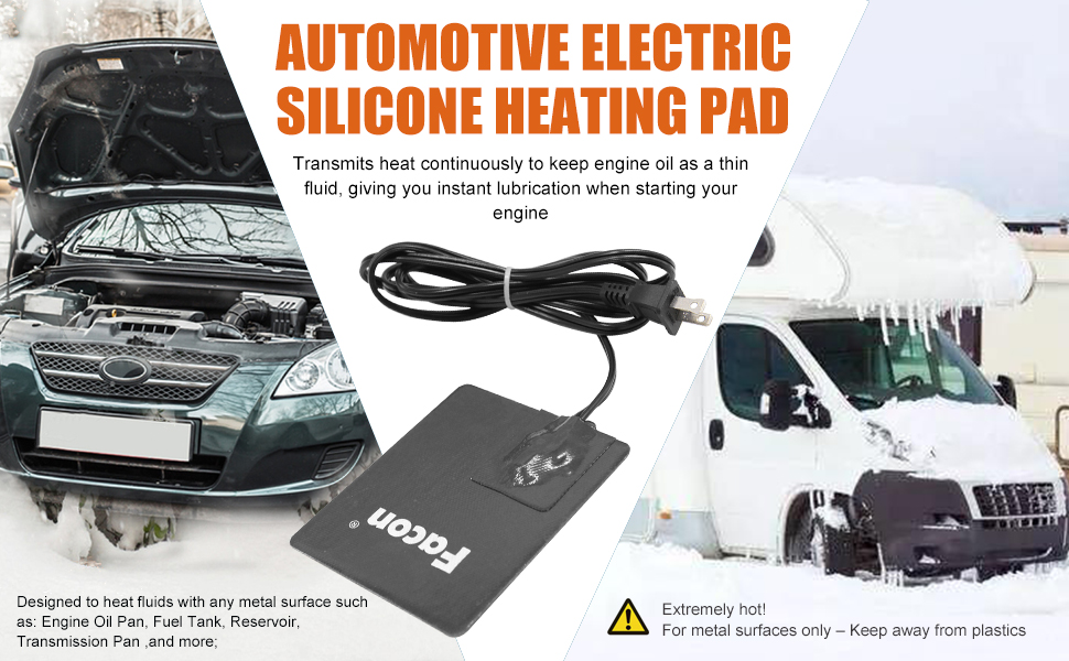 Facon 5'' x 4'' Automotive Engine Block Heater Pad with 3M Self