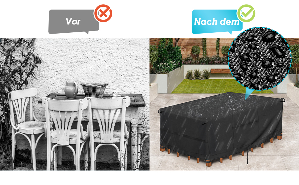 WOTOW Abdeckung Gartenmöbel outdoor Schwerlast Wasserdicht