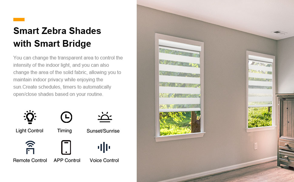 Smart Zebra Blinds Motorized Shades with Remote Control