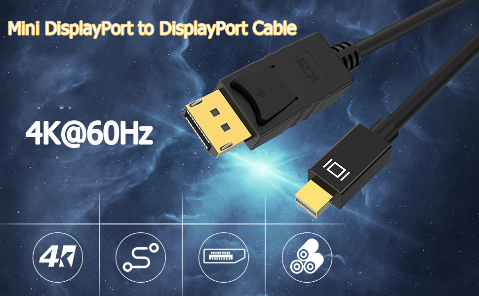 ICZI Mini DisplayPort to DisplayPort Cable 6 Feet 4K60Hz