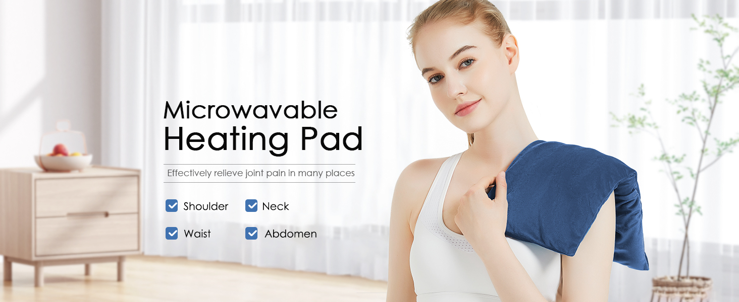 Microwavable Heating Pad with Washable Cover, 8 x 18