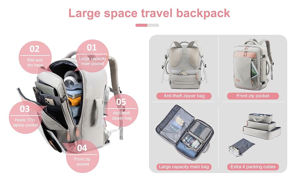 LOVEVOOK Carry on Backpack, 33L Travel Backpack for Women