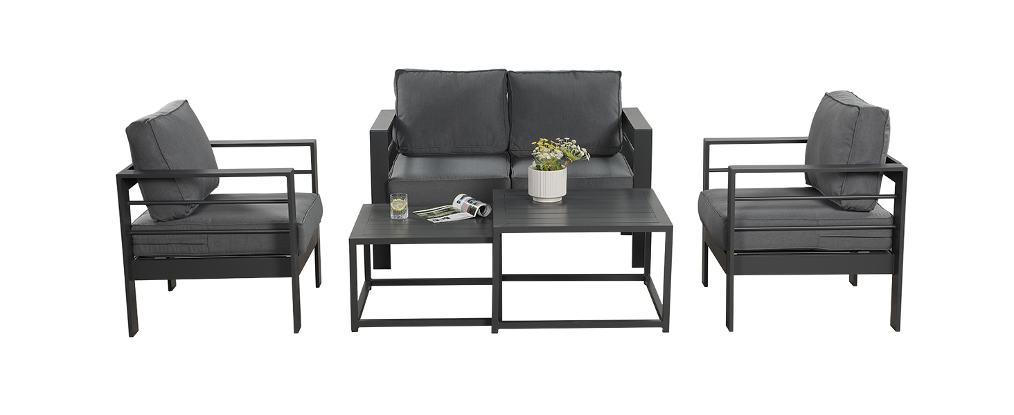 Wisteria Lane Aluminum Outdoor Patio Coffee Table, Square