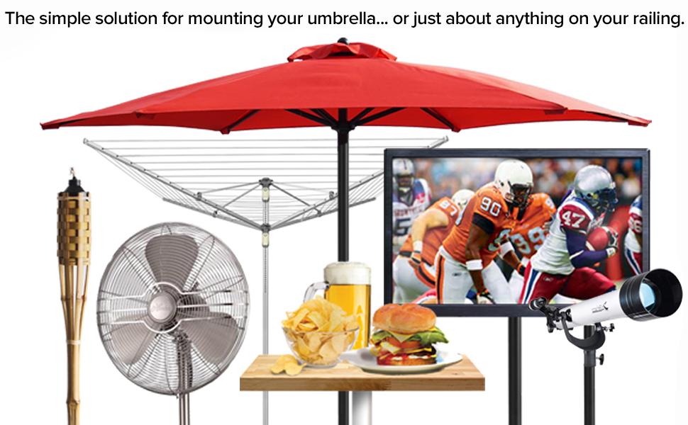 RailEZ Umbrella Mounting System, NonPermanent Bracket Attaches to