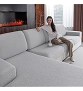 OHSIO Couch Cushion Covers for Sectional Sofa, Stretch Soft Sofa Slipcovers Washable Wear-Resista...