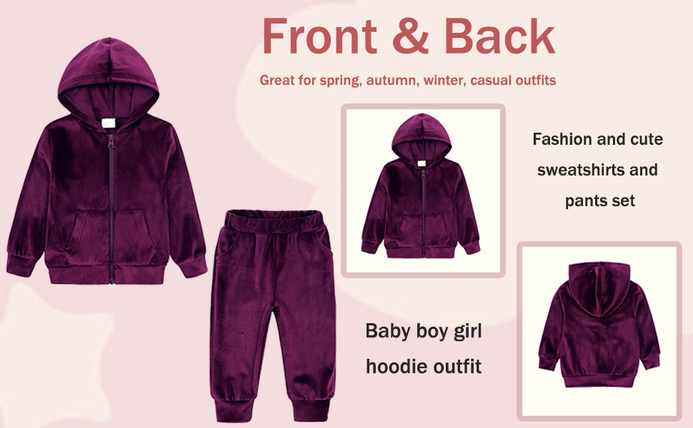 Toddler Fall Outfits for Girl Boy Long Sleeve Hoodie Top and Long Sweatpants Set Toddler Sweatsuit