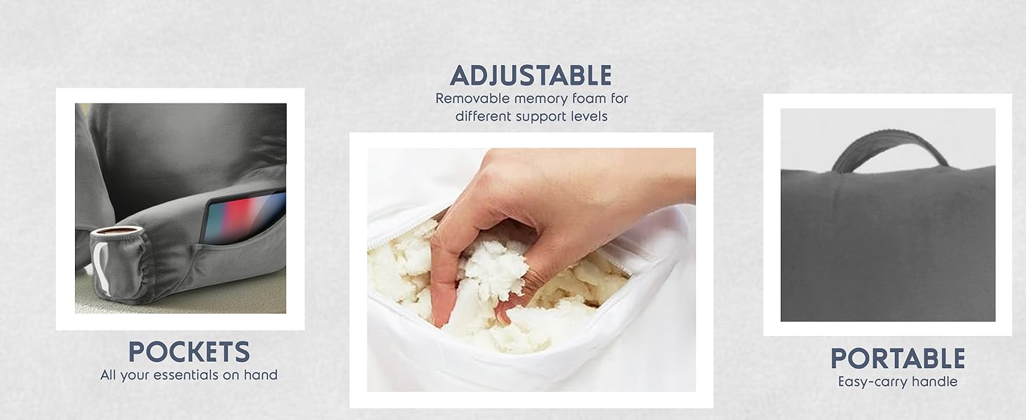 Three important features: pockets, adjustable, and portable