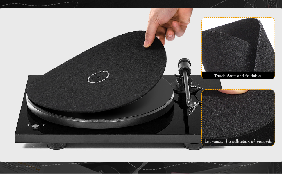 Facmogu 2PCS 2mm Turntable Slipmat Wool Mat, 12 Inch Slip Mats for Turntables, Felt