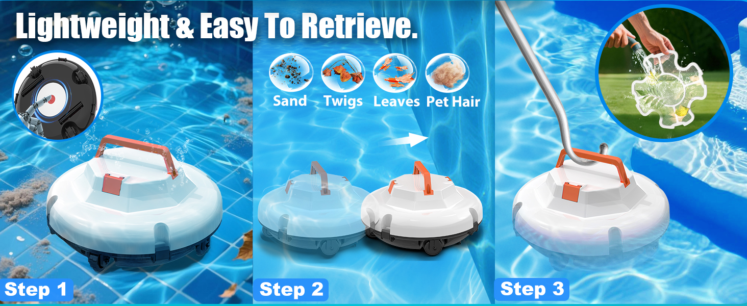 Cordless Robotic Pool Cleaner for Above Ground Pool Vacuum Robot Pool Vacuum for Inground Pools