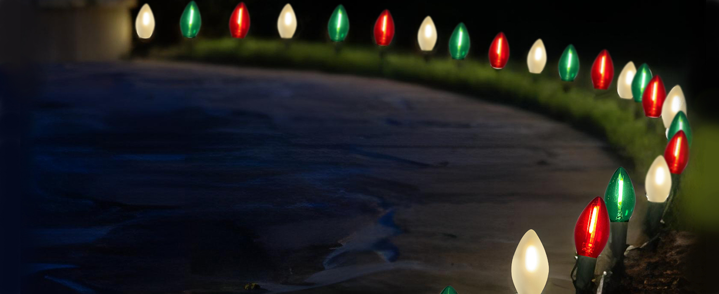 25FT Red Green White Christmas Lights,Multicolor LED C7 Christmas