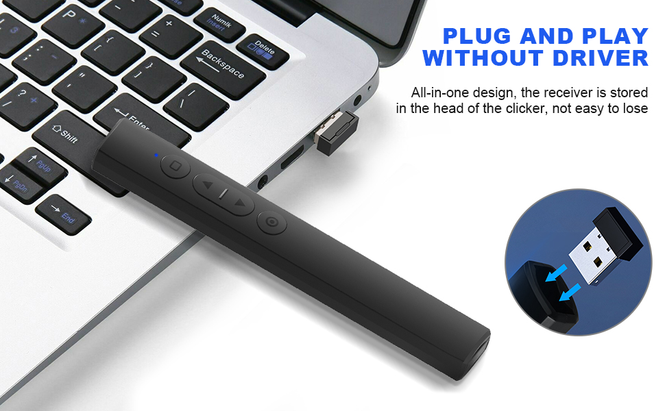 PowerPoint Clicker Presentation Clickers, Wireless Presenter Remote with Red Light