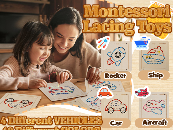 知育玩具 saint.mm1 Amazon.com: Montessori Wooden Lacing Toys for Toddlers and