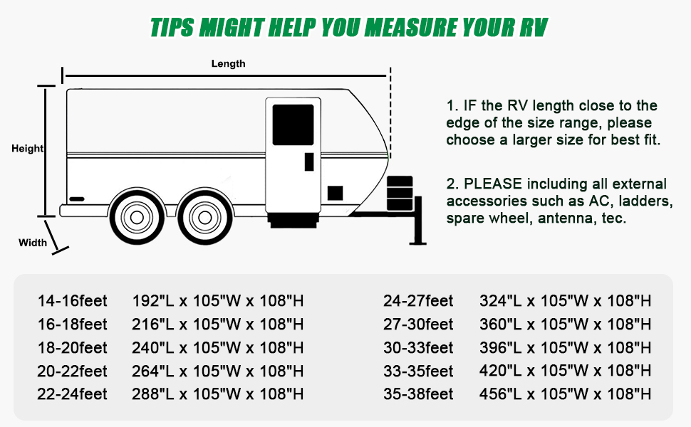 Bsteciar Upgraded 300D Oxford Travel Trailer RV Cover 24