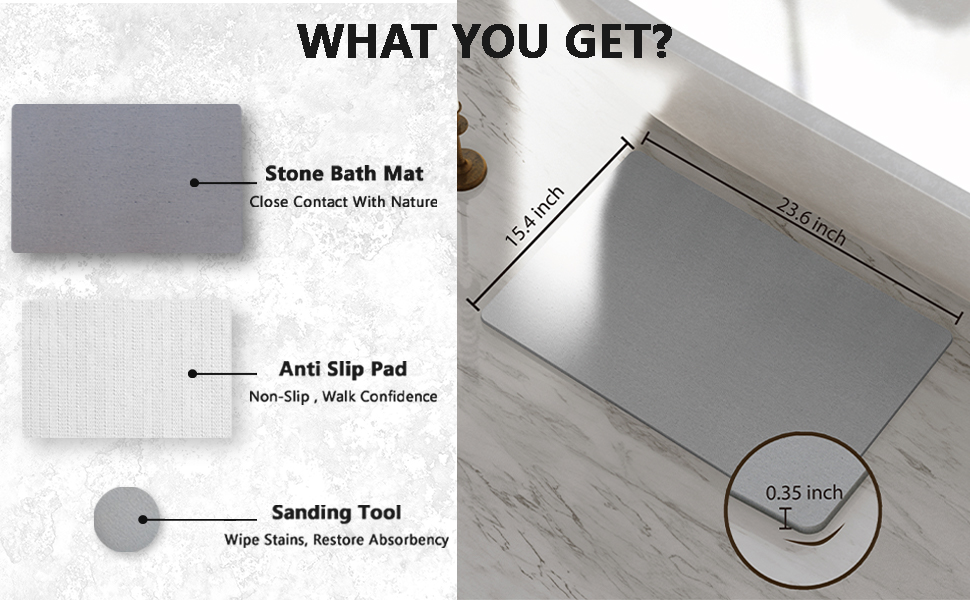 Betanull Diatomite Stone Bath Mat Large Quick Dry Stone