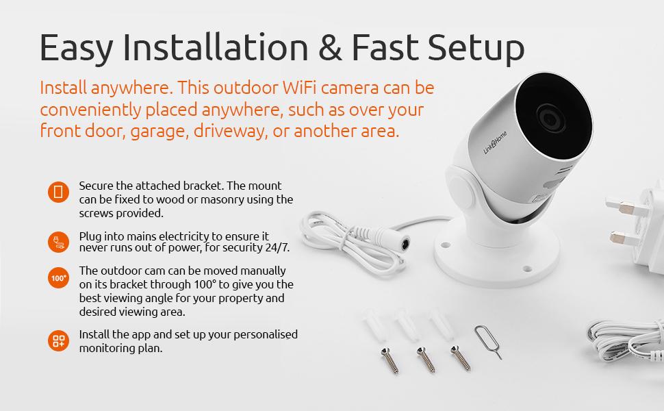 Link2Home WiFi Outdoor Weatherproof Camera – For Home Security, Surveillance, CCTV, No Hub Required (Silver) 15 WiFi outdoor camera - easy installation and fast setup. Install anywhere, convenient.