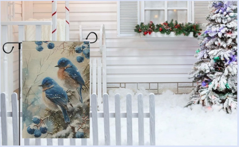 Winter Garden Flags 12x18 Double Sided, Burlap Seasonal