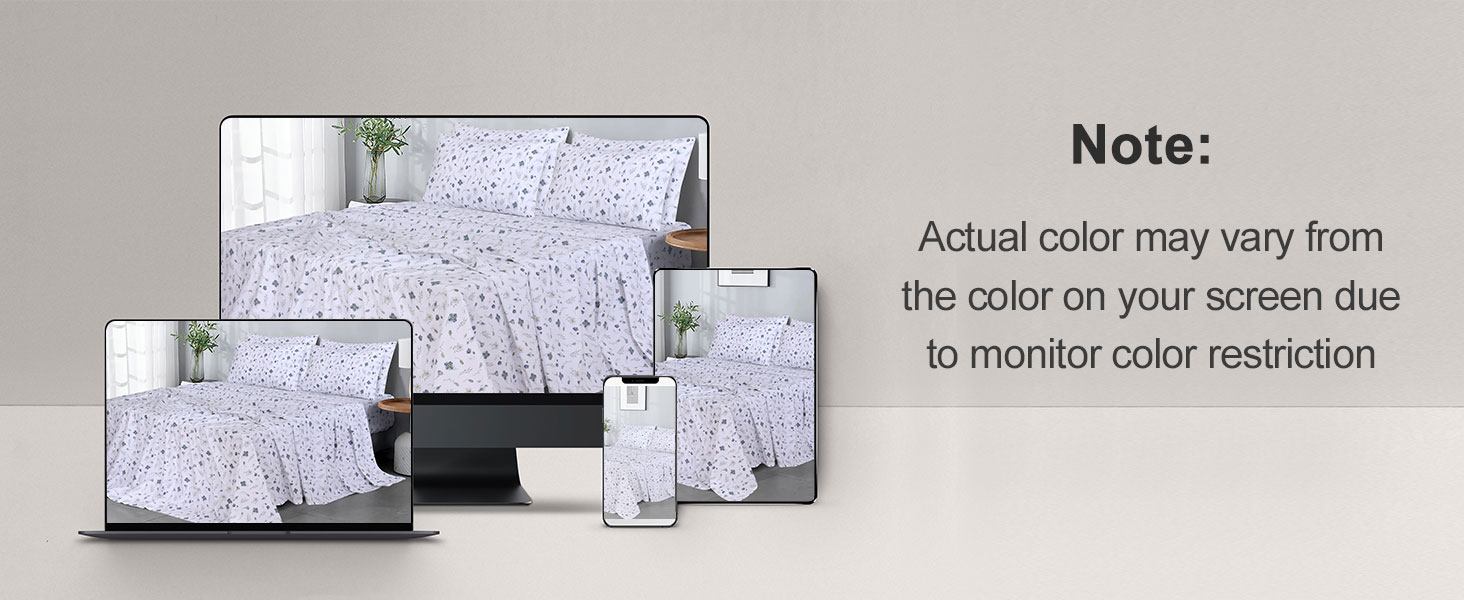 RUVANTI 4 Pcs Cotton Sheets 100 Natural Cotton Soft