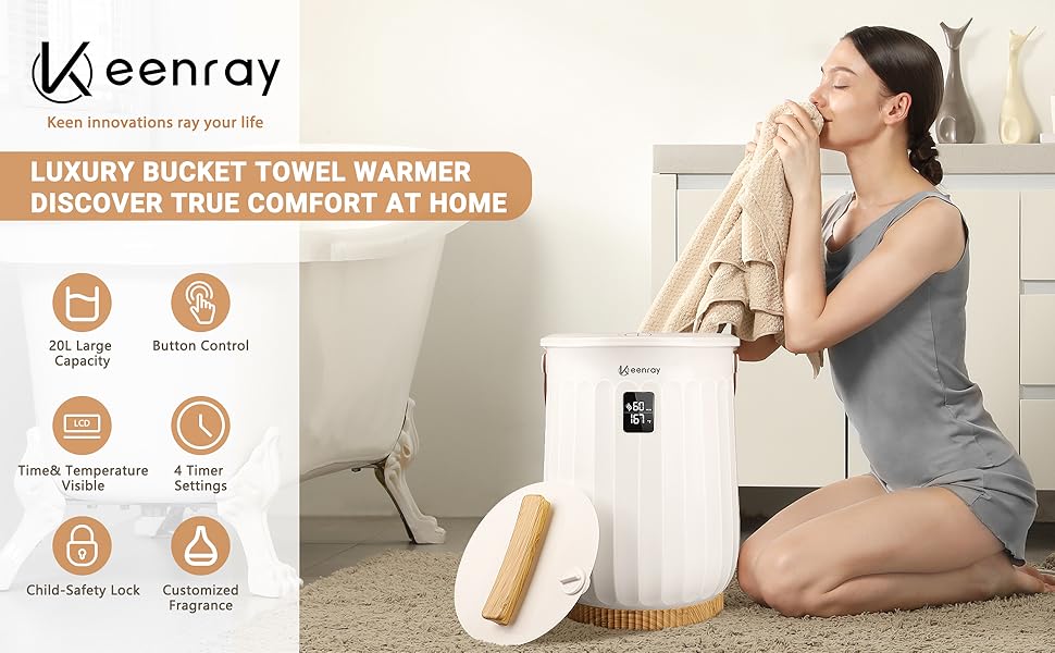 Keenray Towel Warmer Bucket, Hot Towel Warmer with Timer and Temperature Display
