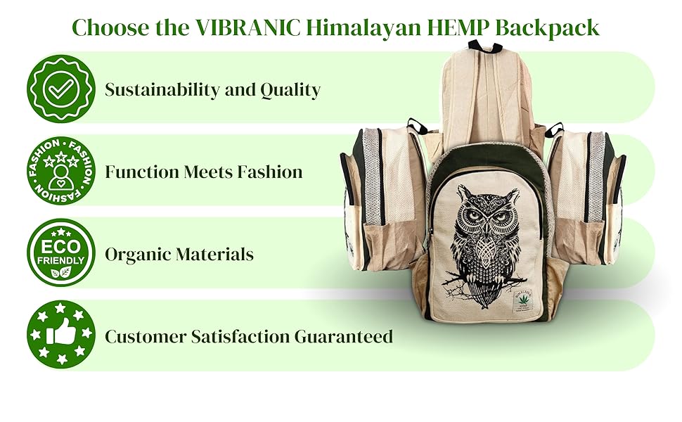 Owl Print Hemp bag