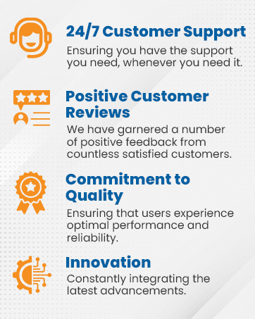 24/7 customer support / positive reviews / quality