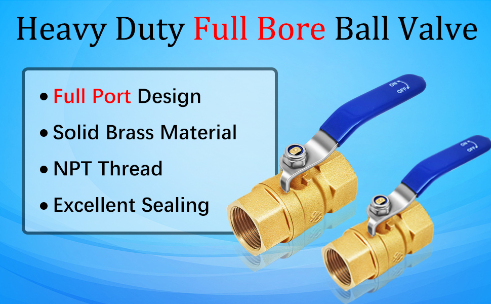 Full Port Brass Ball Valve Kit, 2pcs Heavy Duty 1/2'' NPT