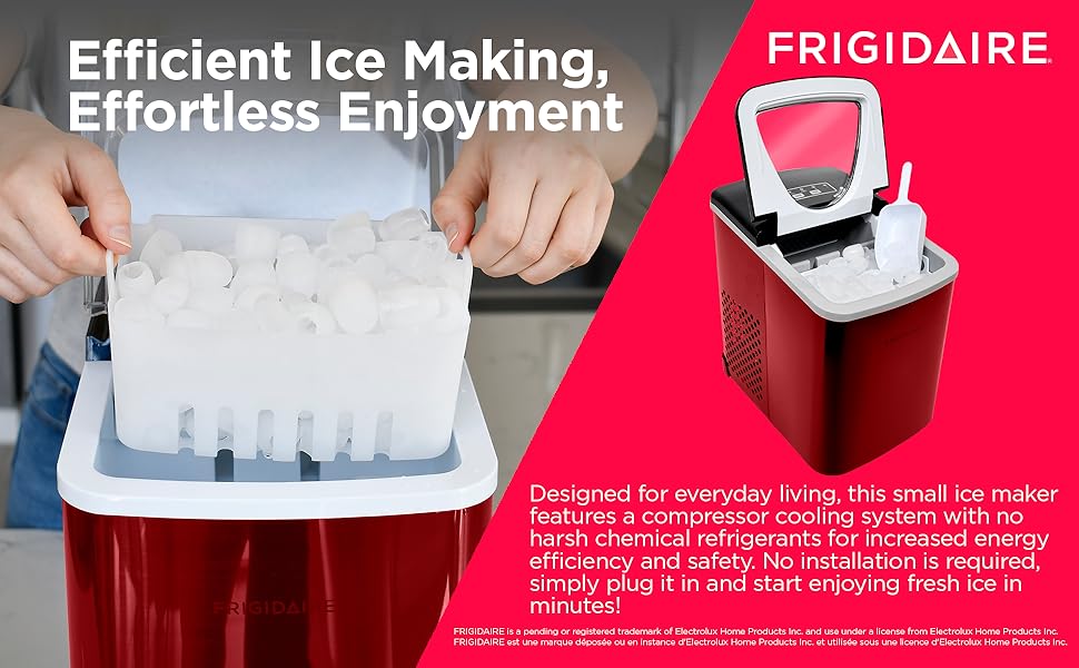 Frigidaire Stainless Steel Ice Maker, 26lb per day