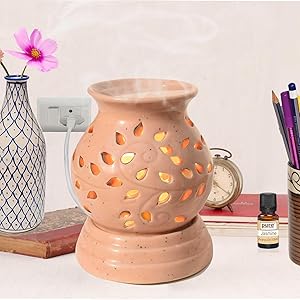 Diwali Sale Pure Source India Ceramic Electric Oil Diffuser, With Lemon Grass, 1 Piece, Off-White 15 Electric Aroma Diffuser Matka Shape Oil Burner