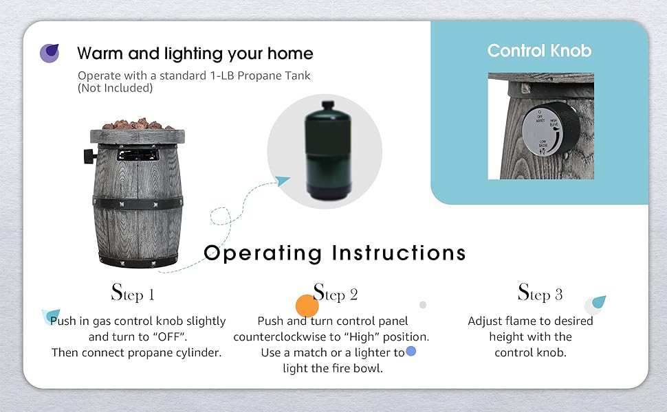 Patiorama Portable Tabletop Fireplace Small Propane Fire