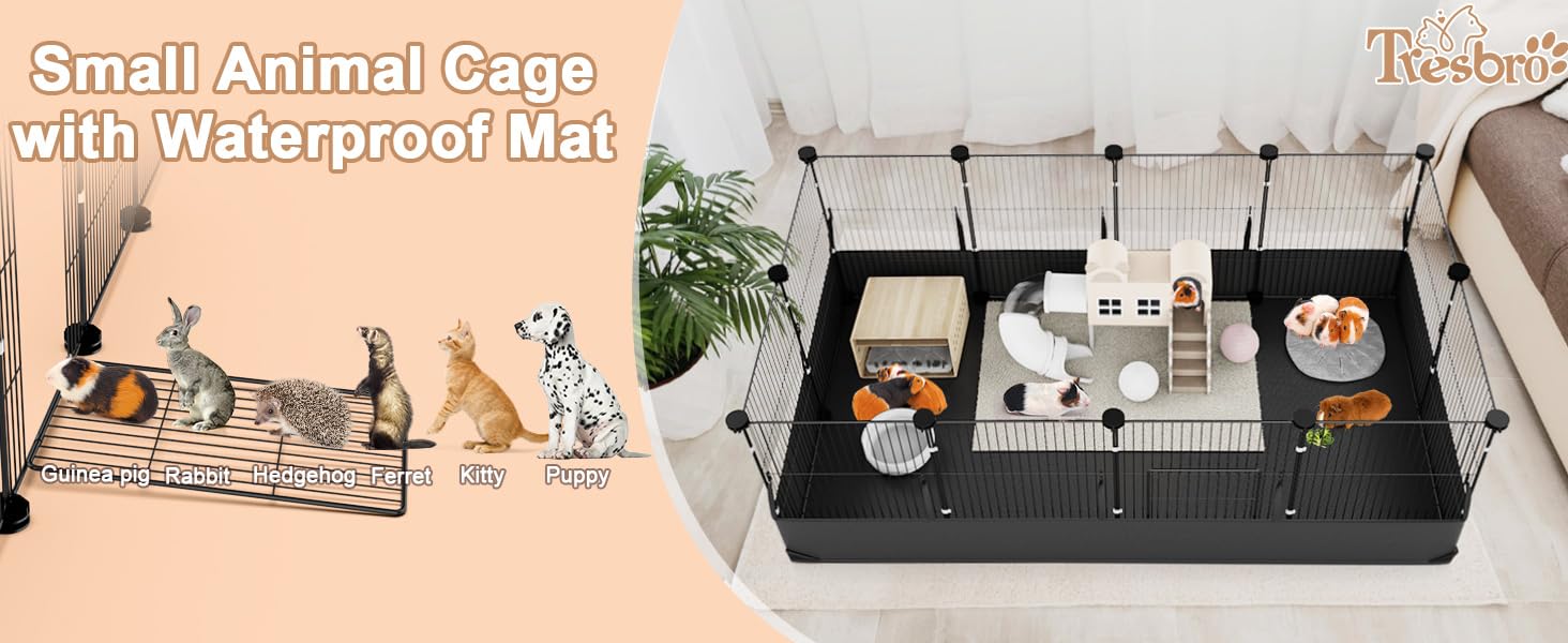 Small animal cage with waterproof mat