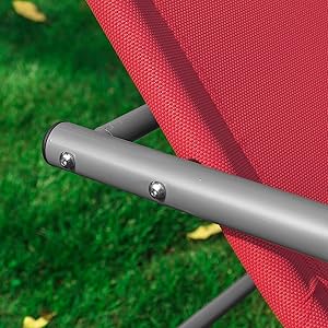 SoBuy Garden Rocking Deck Chair Recliners With Footrest,Red,OGS28-R 16 OGS28-R