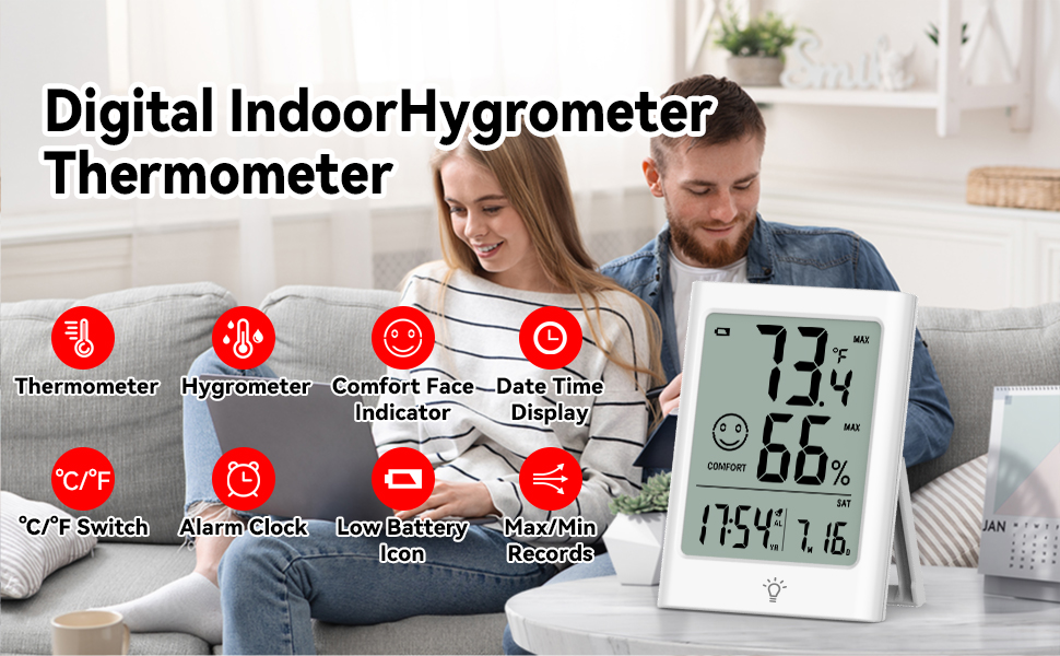 Hygrometer Indoor Thermometer, Desktop Digital Baby Room