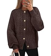 MEROKEETY Cardigan Sweaters for Women Fall Long Sleeve Cable Knit Button Open Front Casual Outerw...