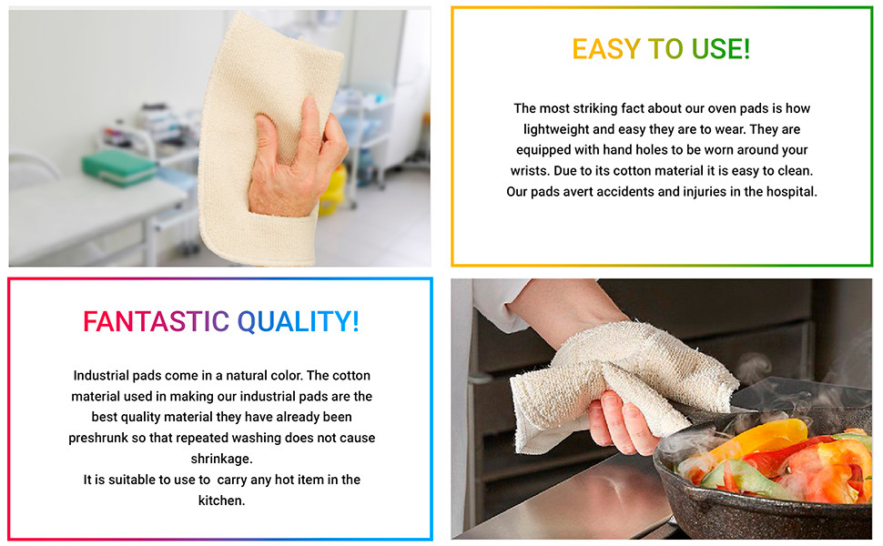 ABC Terry Cloth Pot Holders for Kitchen 9 x 12 Inch. Pack of 12 Natural Color Hot