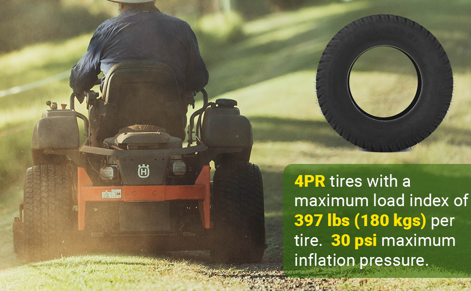 16x6.50-8 Tires - 4PR Durable Tubeless, Replacement Lawn Tractor Tires