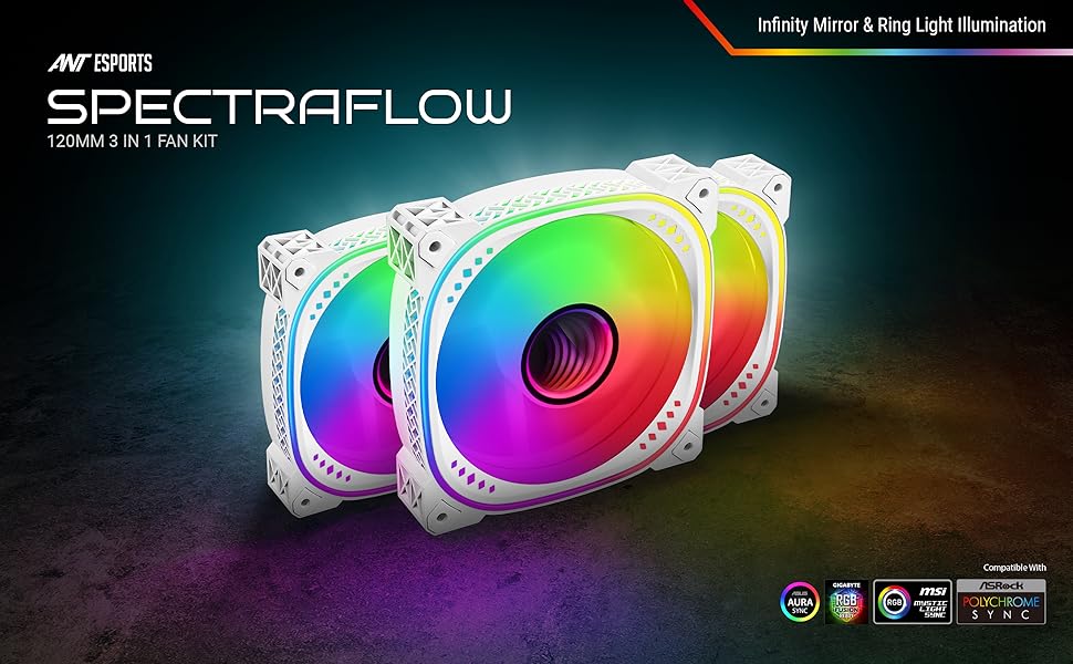 ant esports case fan, argb case fan case fan kit, spectraflow