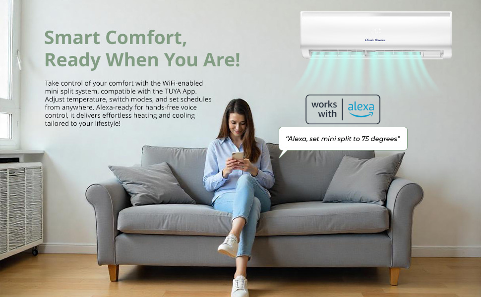 Alexa-ready smart mini split cooling system