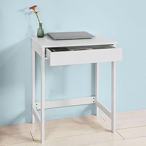 SoBuy Wood White Home Office Kids Table Computer Desk With Drawer,FWT43-W 10 FWT43-W