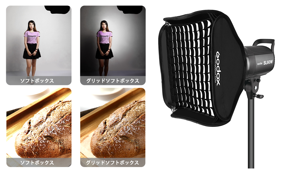 Godox ソフトボックス グリッド付き 黒 Amazon | GODOXソフトボックス60x60cm折りたたみ式ハニカム