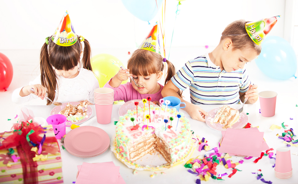 Fowecelt Party Plates Cups Napkins 90pcs Paper Plates and Cups Set