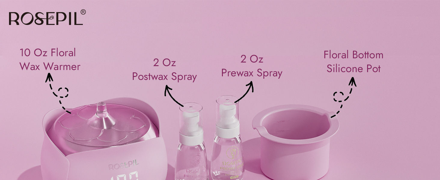 Rosepil Floral Wax Warmer Hair Removal Waxing Set