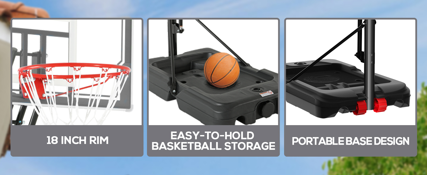 Portable Basketball Hoop System with 44 inch Shatterproof