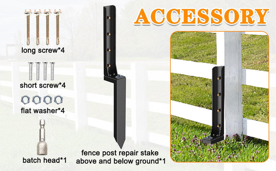 WUEURU Fence Post Repair Kit,Heavy Duty Steel Fence Post