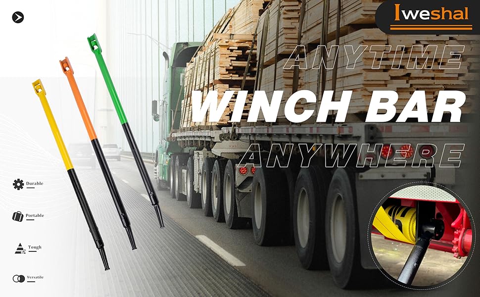 Iweshal Winch Bar, 1 Pack Combination Winch Bars with Square Head for Flatbed