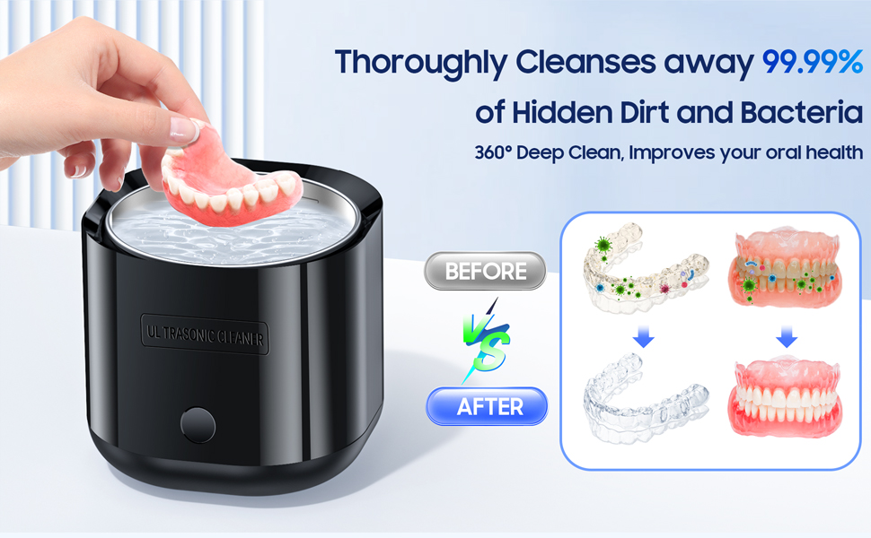 Ultrasonic Retainer Cleaner Denture Cleaning 42kHz