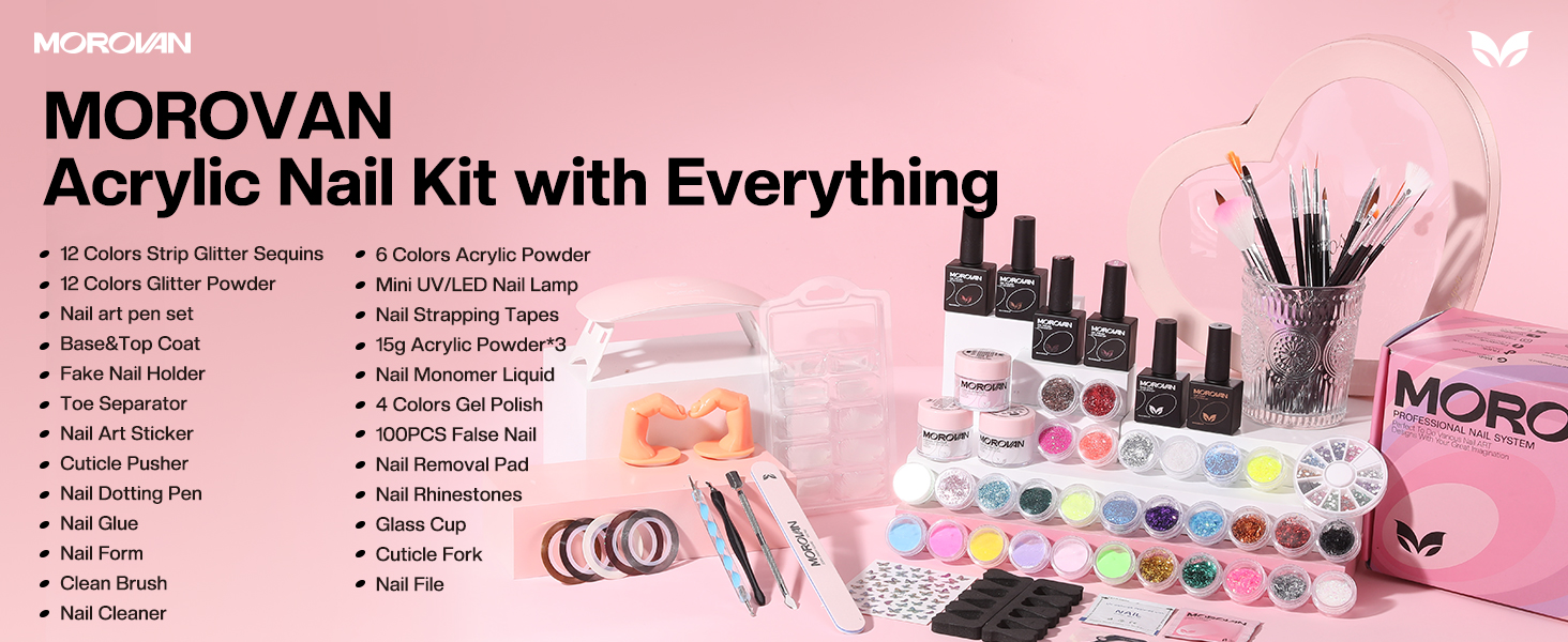 Morovan Acrylic Nail Kit for Beginners with Everything
