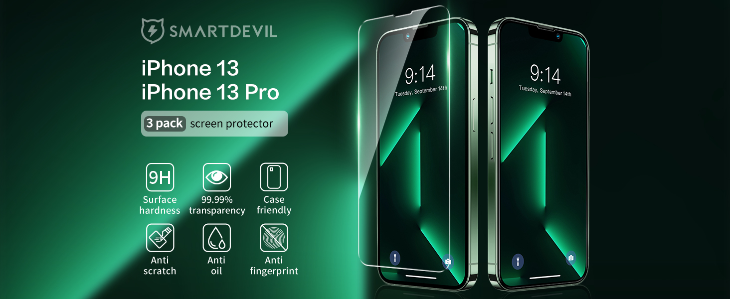 SMARTDEVIL [4Pack] Screen Protector for iPhone 13/13 Pro/iPhone 14 (6